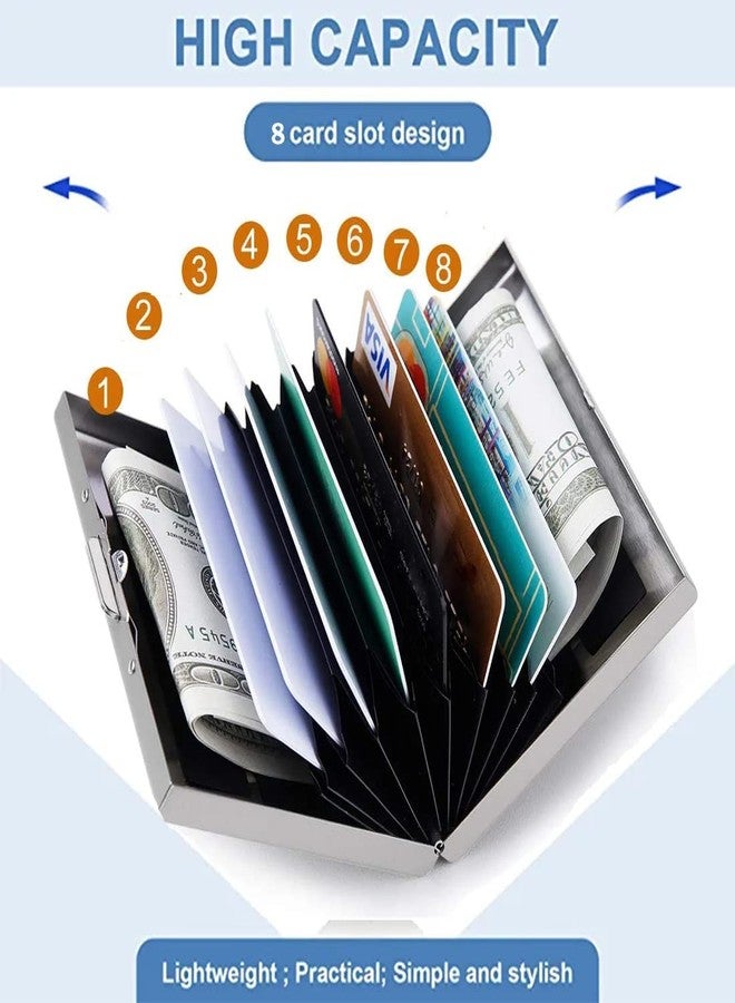 encELade Silver Premium RFID Blocking Metal ATM/Credit/Debit 8 Slot for Men & Women Card Holder - Image 2